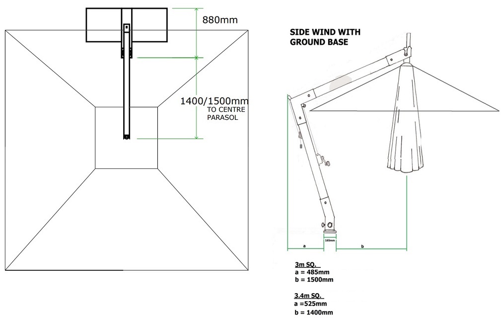 especificaciones hurricane side wind para base empotrada